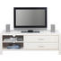 TV-ELEMENT Kiefer vollmassiv Weiß - Alufarben/Weiß, Design, Holz/Metall (140/48,5/49,5cm) - Linea Natura