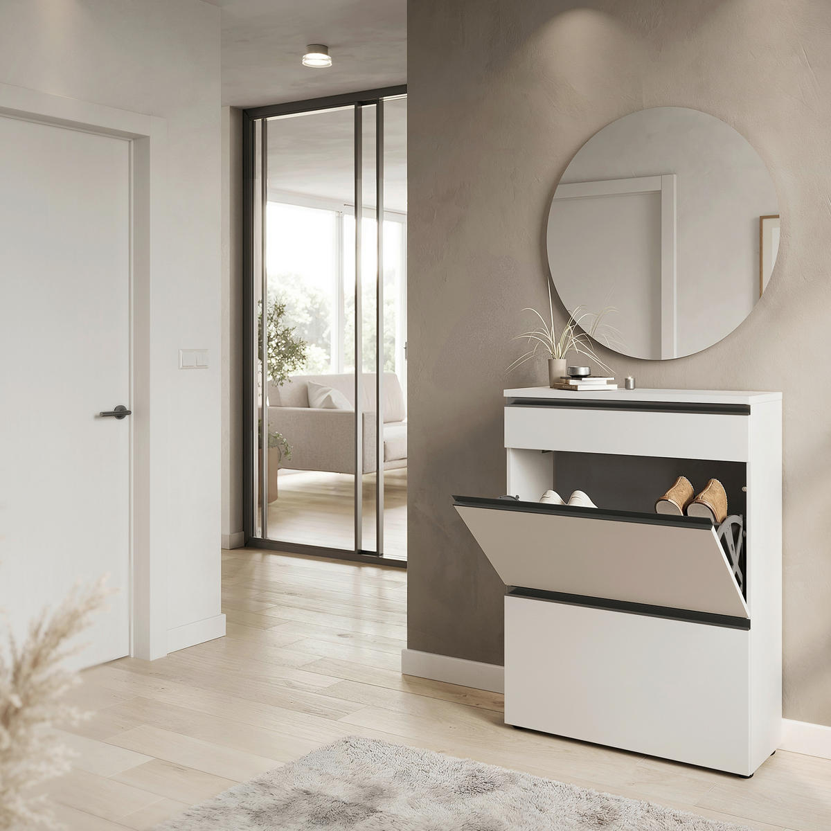 GARDEROBE 2-teilig  in 80/200/29 cm  - Beige, Design, Glas/Holzwerkstoff (80/200/29cm) - MID.YOU