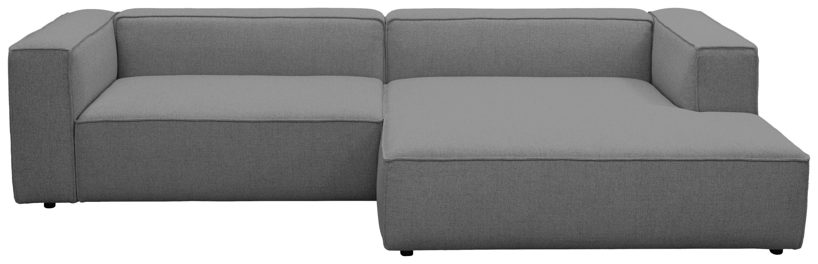 ECKSOFA Grau Chenille Rücken echt  - Schwarz/Grau, MODERN, Kunststoff/Textil (296/185cm) - Hom`in