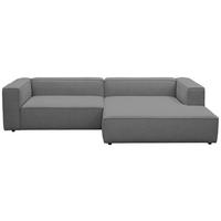 ECKSOFA Grau Chenille Rücken echt  - Schwarz/Grau, MODERN, Kunststoff/Textil (296/185cm) - Hom`in