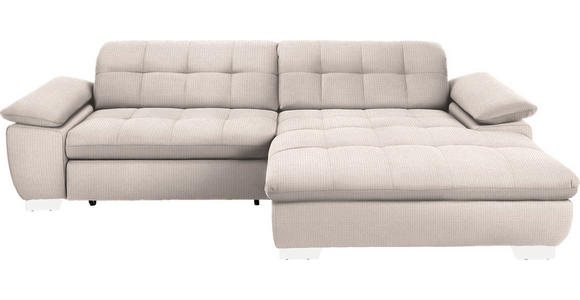 ECKSOFA in Mikrofaser Ecru  - Chromfarben/Ecru, Design, Textil/Metall (265/180cm) - Carryhome