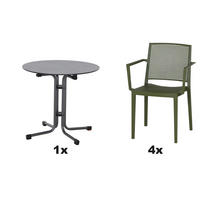 GARTENGARNITUR 5-teilig Stahl  - Grün, Basics, Kunststoff/Metall (80/80/80cm) - Siena Garden