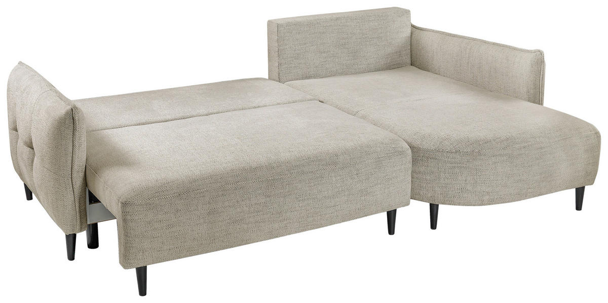 ECKSOFA in Struktur Creme  - Creme/Schwarz, Design, Holz/Textil (244/165cm) - MID.YOU