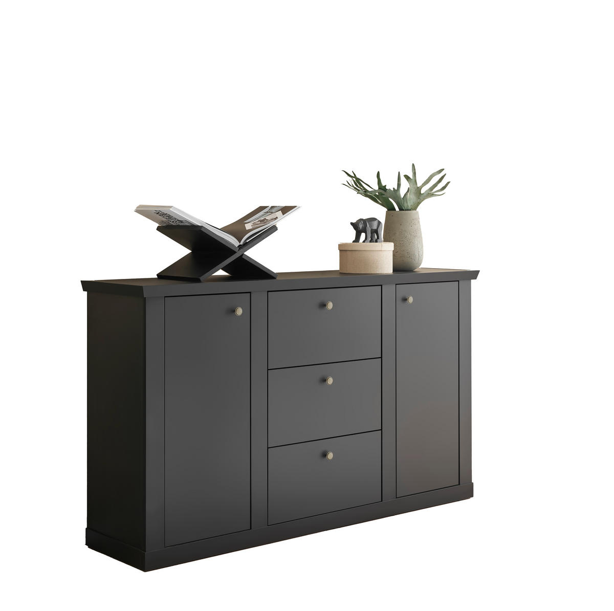 SIDEBOARD  158/92/42 cm  - Eichefarben/Messingfarben, Design, Holzwerkstoff/Metall (158/92/42cm) - MID.YOU