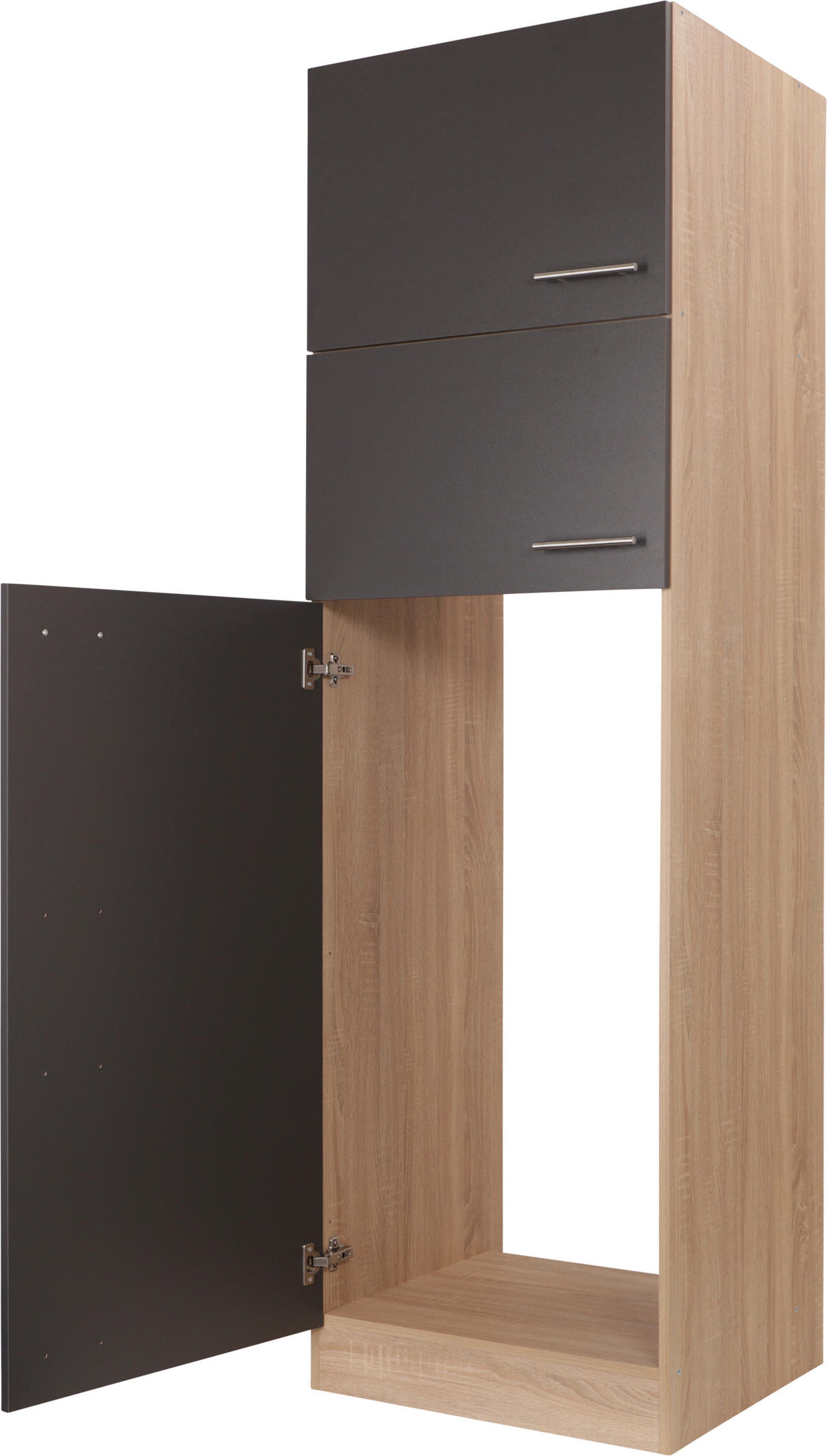GERÄTEUMBAUSCHRANK 60/200/60 cm  in Grau, Eichefarben  - Eichefarben/Silberfarben, Basics, Holzwerkstoff/Metall (60/200/60cm) - Respekta