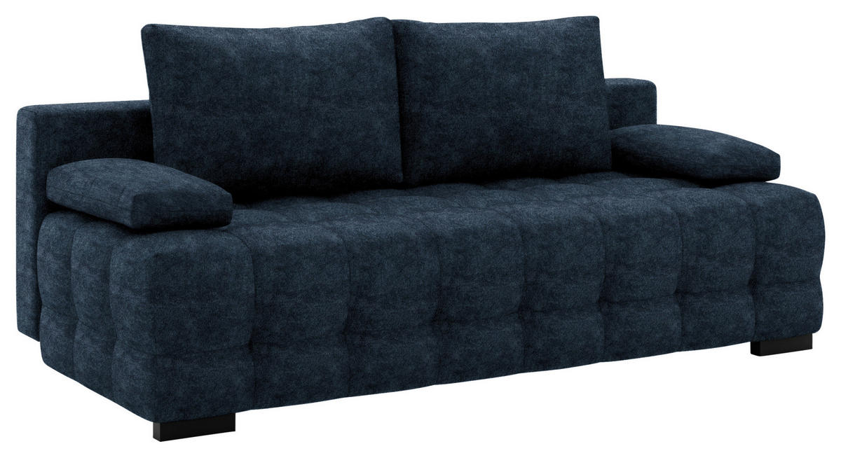SCHLAFSOFA in Velours Dunkelblau  - Schwarz/Dunkelblau, KONVENTIONELL, Kunststoff/Textil (209/96/100cm) - Stylife