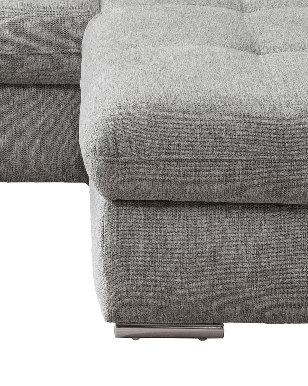 ECKSOFA Silberfarben Chenille  - Chromfarben/Silberfarben, Design, Textil/Metall (300/196cm) - Livetastic
