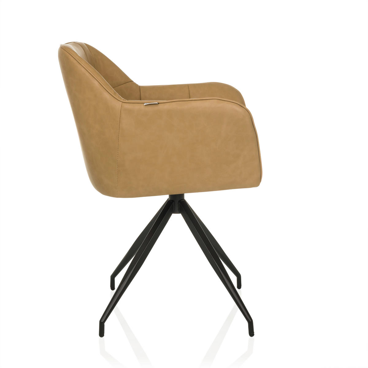 ARMLEHNSTUHL  in Lederlook  - Cognac/Schwarz, MODERN, Leder/Metall (61/90/56cm) - MID.YOU
