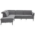 ECKSOFA in Struktur Grau 235/275 cm - Schwarz/Grau, MODERN, Textil/Metall (235/275cm) - Cantus