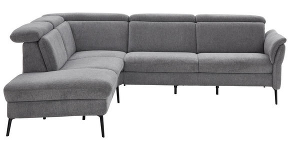 ECKSOFA in Struktur Grau 235/275 cm - Schwarz/Grau, MODERN, Textil/Metall (235/275cm) - Cantus