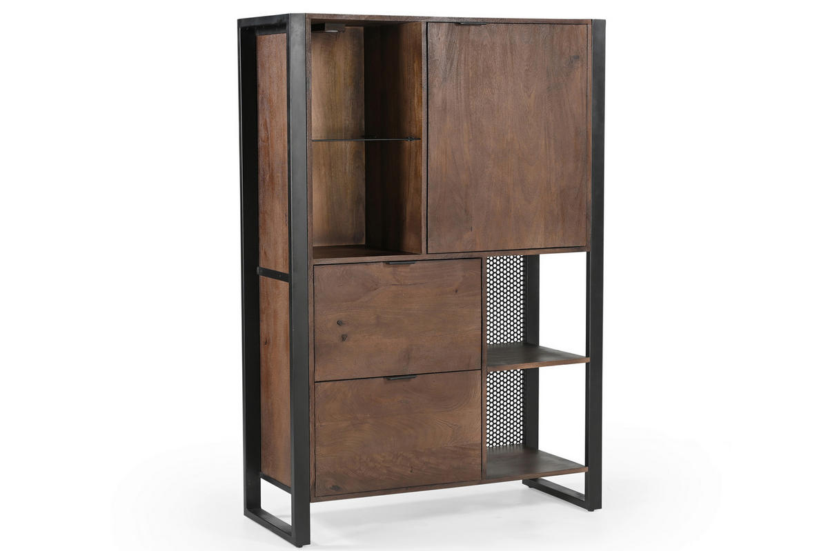 HIGHBOARD  104/150/40 cm 2 Schublade(n)  - Dunkelbraun/Anthrazit, KONVENTIONELL, Glas/Holz (104/150/40cm) - Livetastic