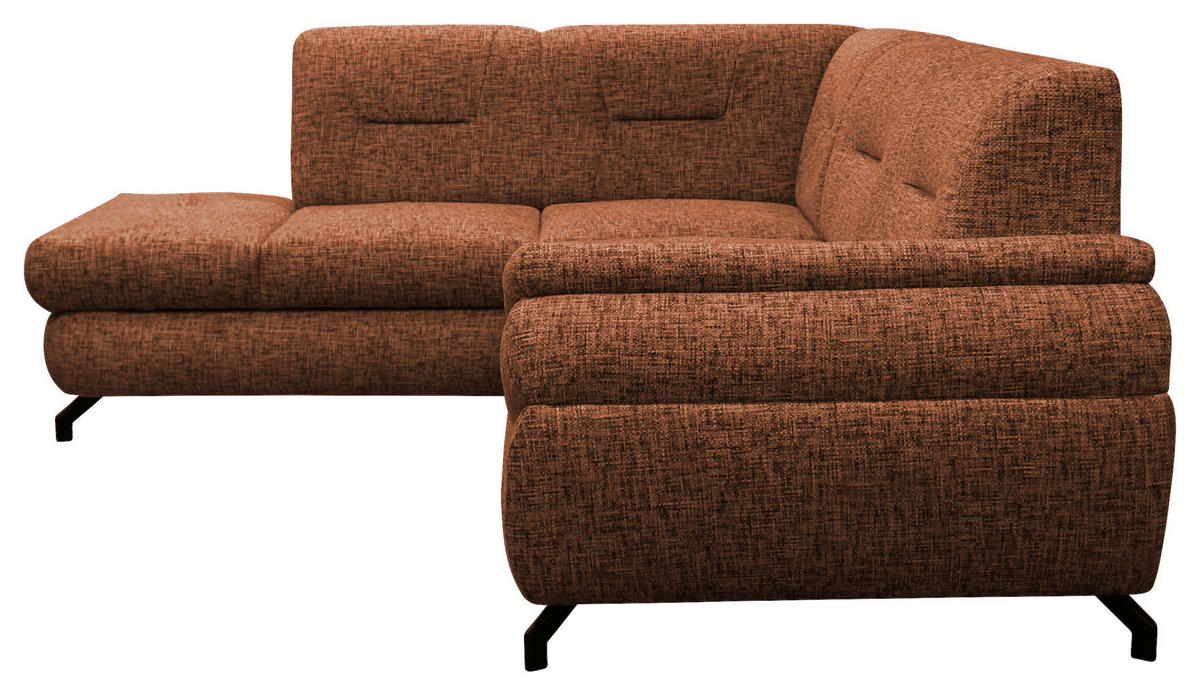 ECKSOFA in Struktur, Plüsch Rostfarben  - Rostfarben/Schwarz, Design, Textil/Metall (201/274cm) - MID.YOU