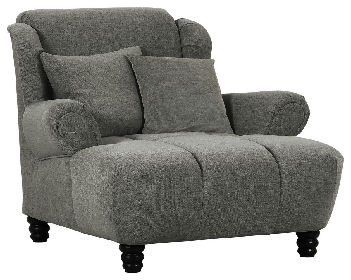XXL-SESSEL in Flachgewebe Olivgrün, Grau  - Schwarz/Olivgrün, Konventionell, Holz/Textil (125/100/140cm) - Carryhome