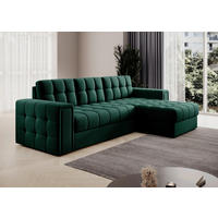 ECKSOFA Plüsch Grün  - Schwarz/Grün, Design, Kunststoff/Textil (260/150cm) - MID.YOU