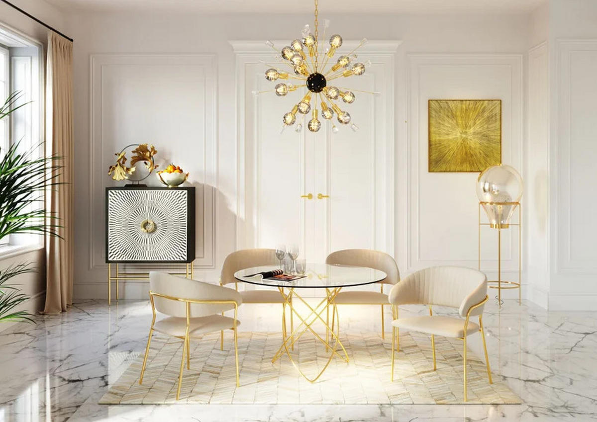 ESSTISCH in Metall, Glas 120/120/76 cm  - Klar/Goldfarben, Design, Glas/Metall (120/120/76cm) - Kare-Design