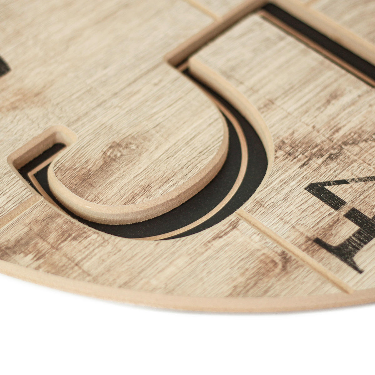 WANDUHR - Schwarz, Eichefarben  - Eichefarben/Schwarz, Basics, Holz/Kunststoff (57cm)