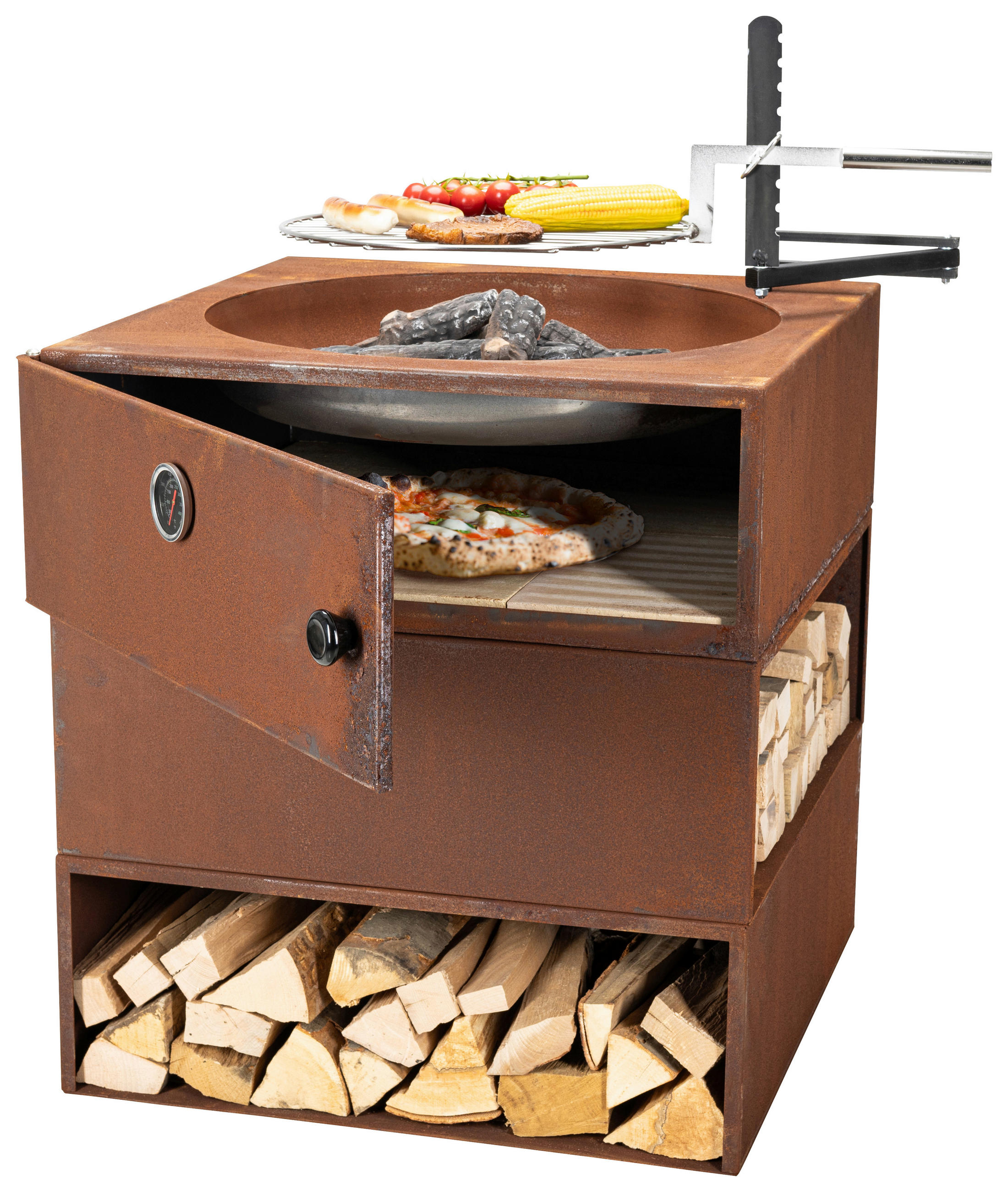 HOLZKOHLEGRILL - Rostfarben, Design, Metall (70/76/70cm) - Nouvel