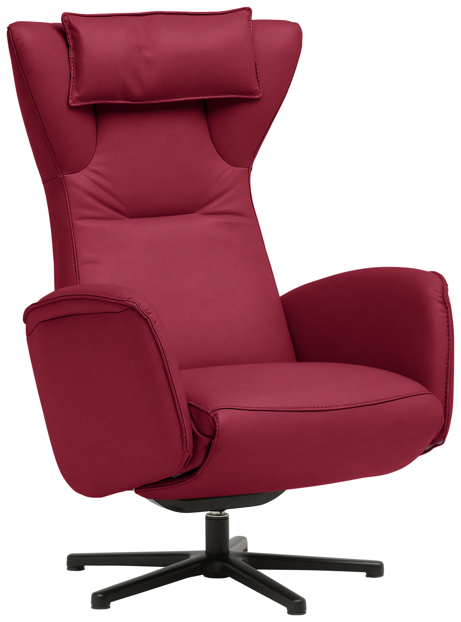 RELAXSESSEL Leder Rot  - Rot/Schwarz, Design, Leder/Metall (75/106/86cm) - Valdera