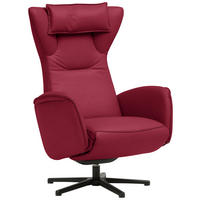 RELAXSESSEL Leder Rot  - Rot/Schwarz, Design, Leder/Metall (75/106/86cm) - Valdera