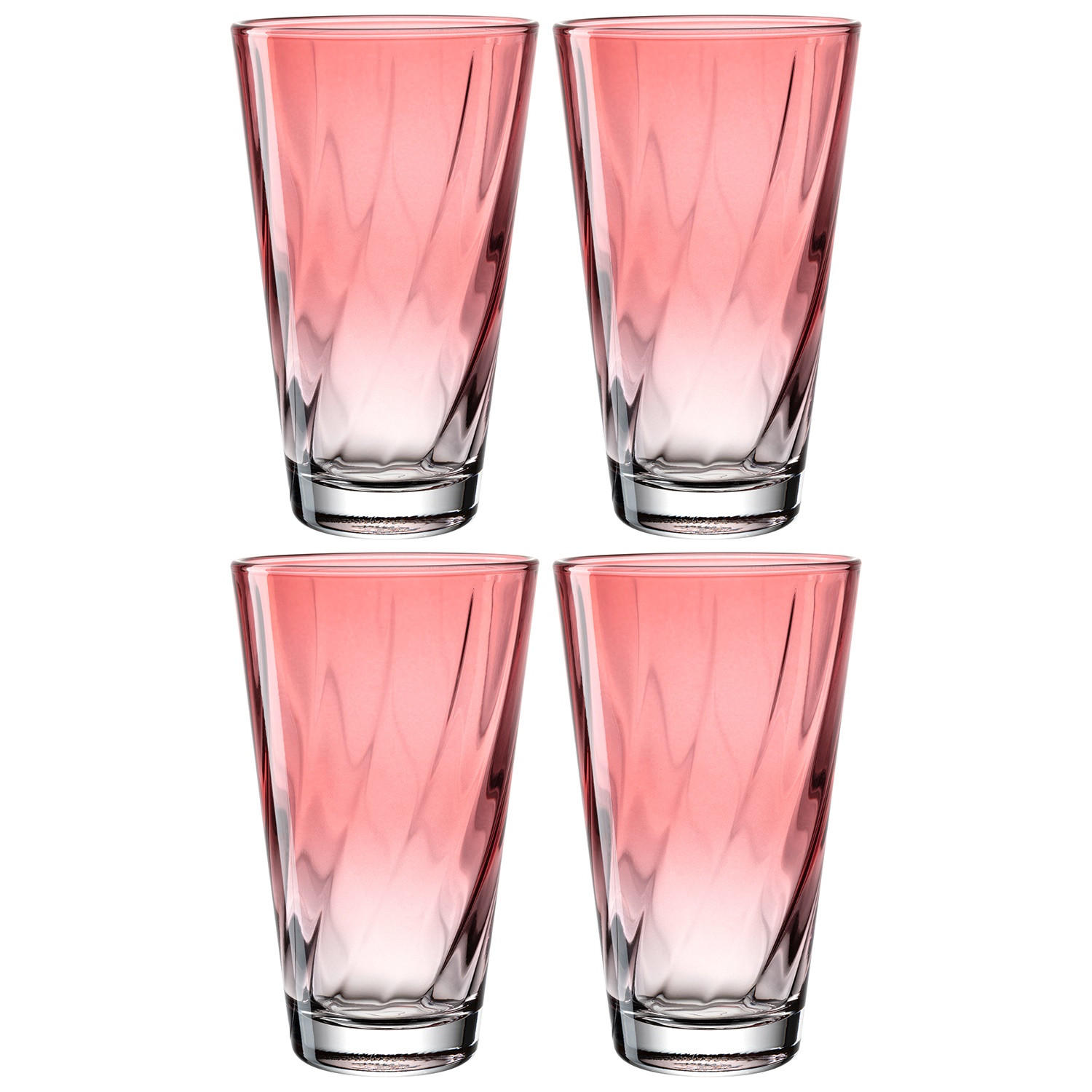 GLÄSERSET Twist 4-teilig  - Rot, Design, Glas (8,00/13,00/8,00cm) - Leonardo