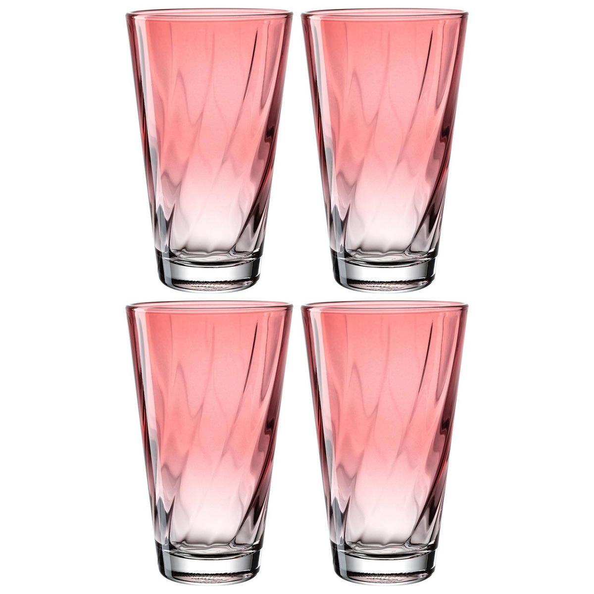 GLÄSERSET Twist 4-teilig  - Rot, Design, Glas (8,00/13,00/8,00cm) - Leonardo