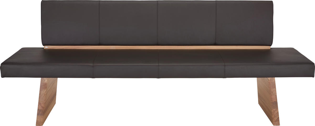 SITZBANK 230/88/58,7 cm Echtleder Eichefarben, Dunkelbraun Wildeiche massiv Holz  - Eichefarben/Dunkelbraun, KONVENTIONELL, Leder/Holz (230/88/58,7cm) - Voglauer