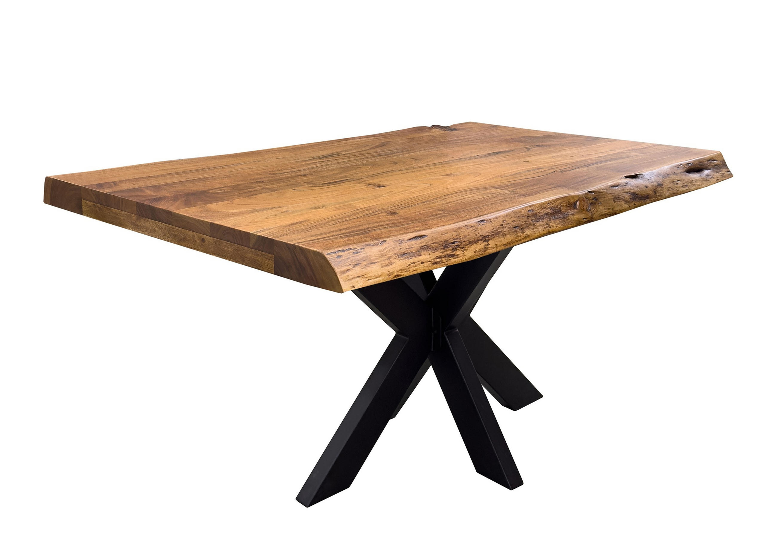 ESSTISCH in Holz 140/80/76 cm  - Schwarz/Akaziefarben, LIFESTYLE, Holz/Metall (140/80/76cm) - Livetastic