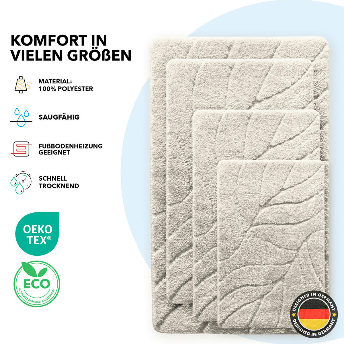 BADEMATTE Maris Elfenbein 40/60 cm  - Elfenbein, Basics, Kunststoff/Textil (40/60cm) - Floordirekt