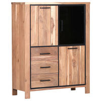 VISOKA KOMODA   110/136/44 cm   prirodna boja, crna  - prirodna boja/crna, Lajfstajl, staklo/drvo (110/136/44cm) - Landscape