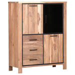 HIGHBOARD  in 110/136/44 cm  - Schwarz/Naturfarben, LIFESTYLE, Glas/Holz (110/136/44cm) - Landscape