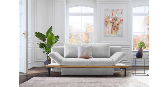 SCHLAFSOFA in Chenille Hellgrau - Hellgrau/Schwarz, MODERN, Holz/Textil (212/89/102cm) - Dieter Knoll