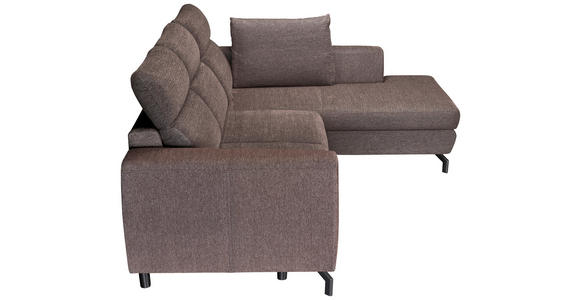 ECKSOFA Dunkelbraun Chenille  - Dunkelbraun/Schwarz, KONVENTIONELL, Textil/Metall (240/185cm) - Carryhome