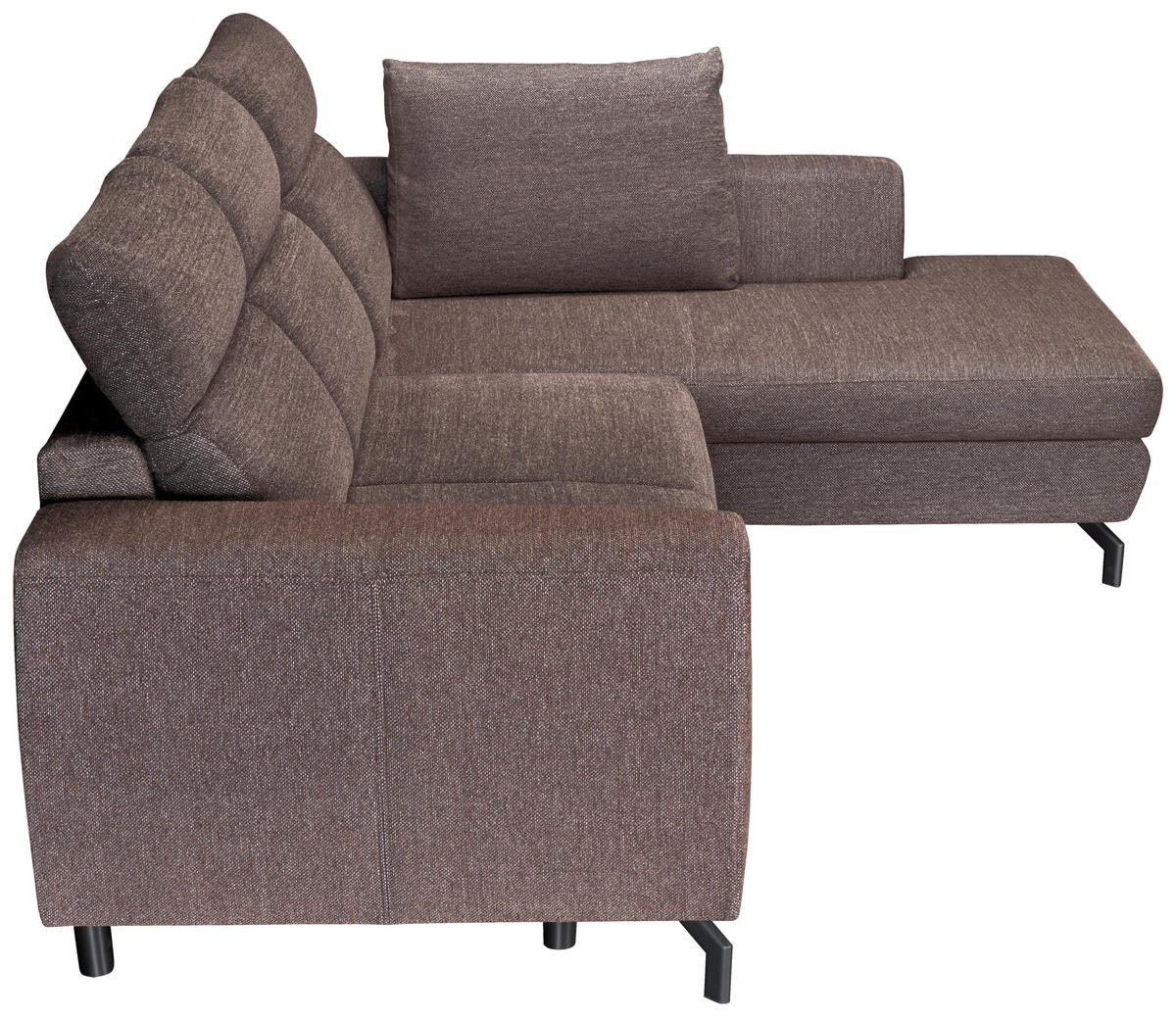 ECKSOFA Dunkelbraun Chenille  - Dunkelbraun/Schwarz, KONVENTIONELL, Textil/Metall (240/185cm) - Carryhome