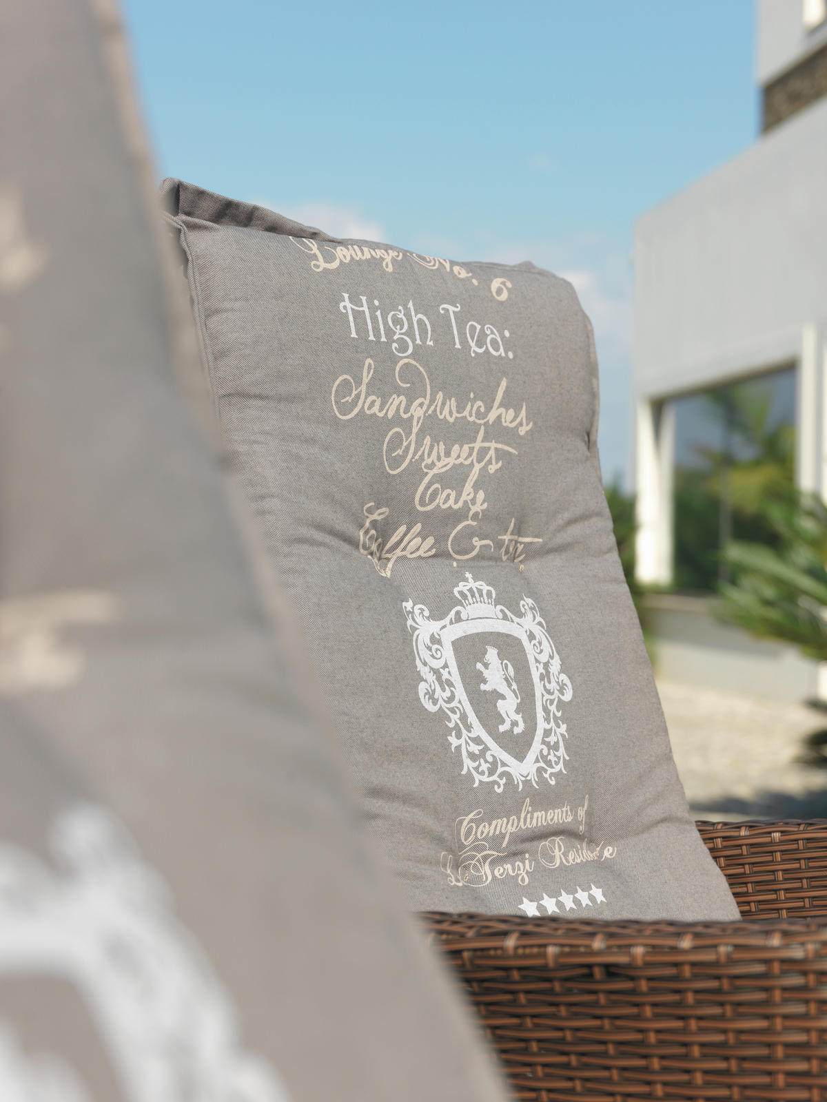 SESSELAUFLAGE Schriftzug  - Anthrazit, Design, Textil (50/7/120cm)