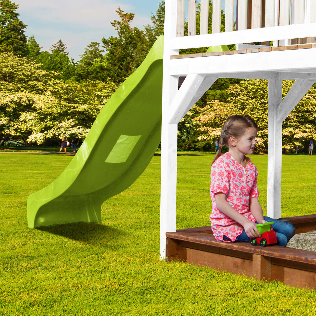 SPIELTURM 377/291/255 cm  - Braun/Weiß, KONVENTIONELL, Holz (377/291/255cm) - Ambia Garden