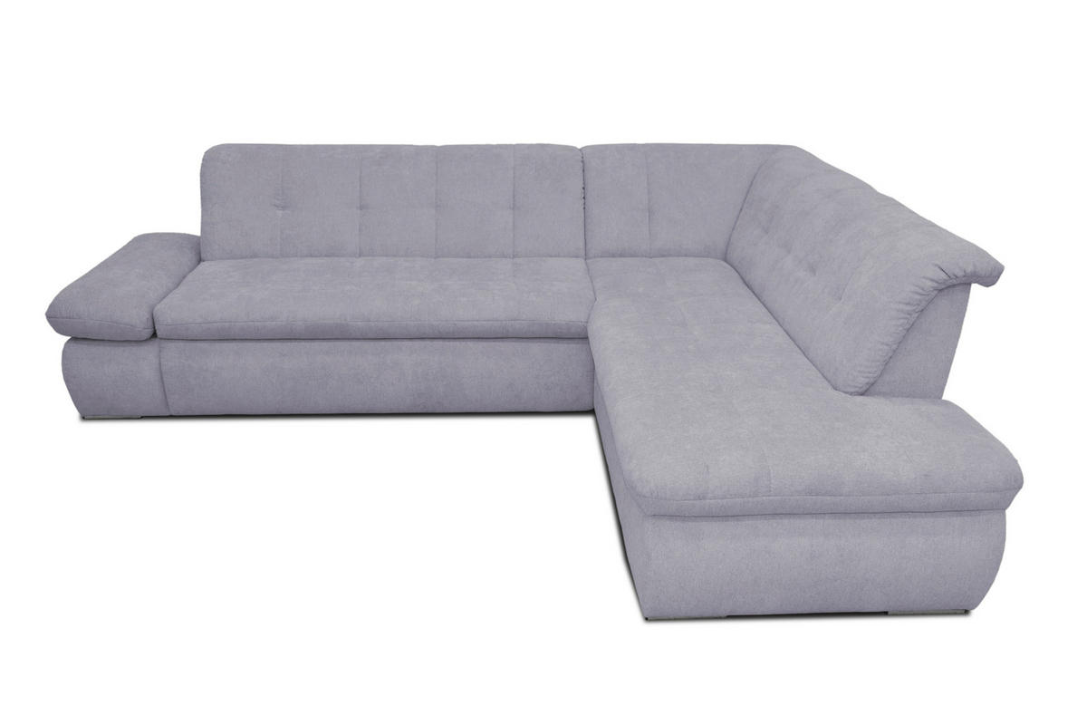 ECKSOFA in Mikrofaser Grau  273/216 cm  - Chromfarben/Grau, KONVENTIONELL, Textil/Metall (273/216cm) - MID.YOU