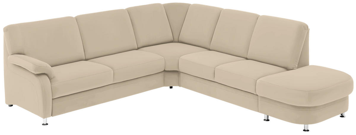 ECKSOFA in Flachgewebe Sandfarben  - Sandfarben/Alufarben, Konventionell, Textil/Metall (269/287cm) - Beldomo System