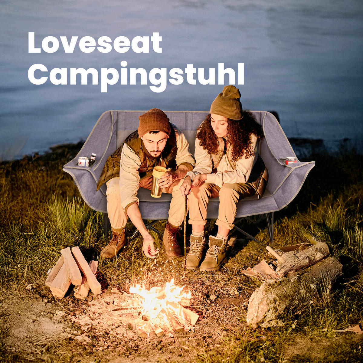 CAMPINGSESSEL - Blaugrau, Basics, Textil/Metall (148/55/82cm) - Modante