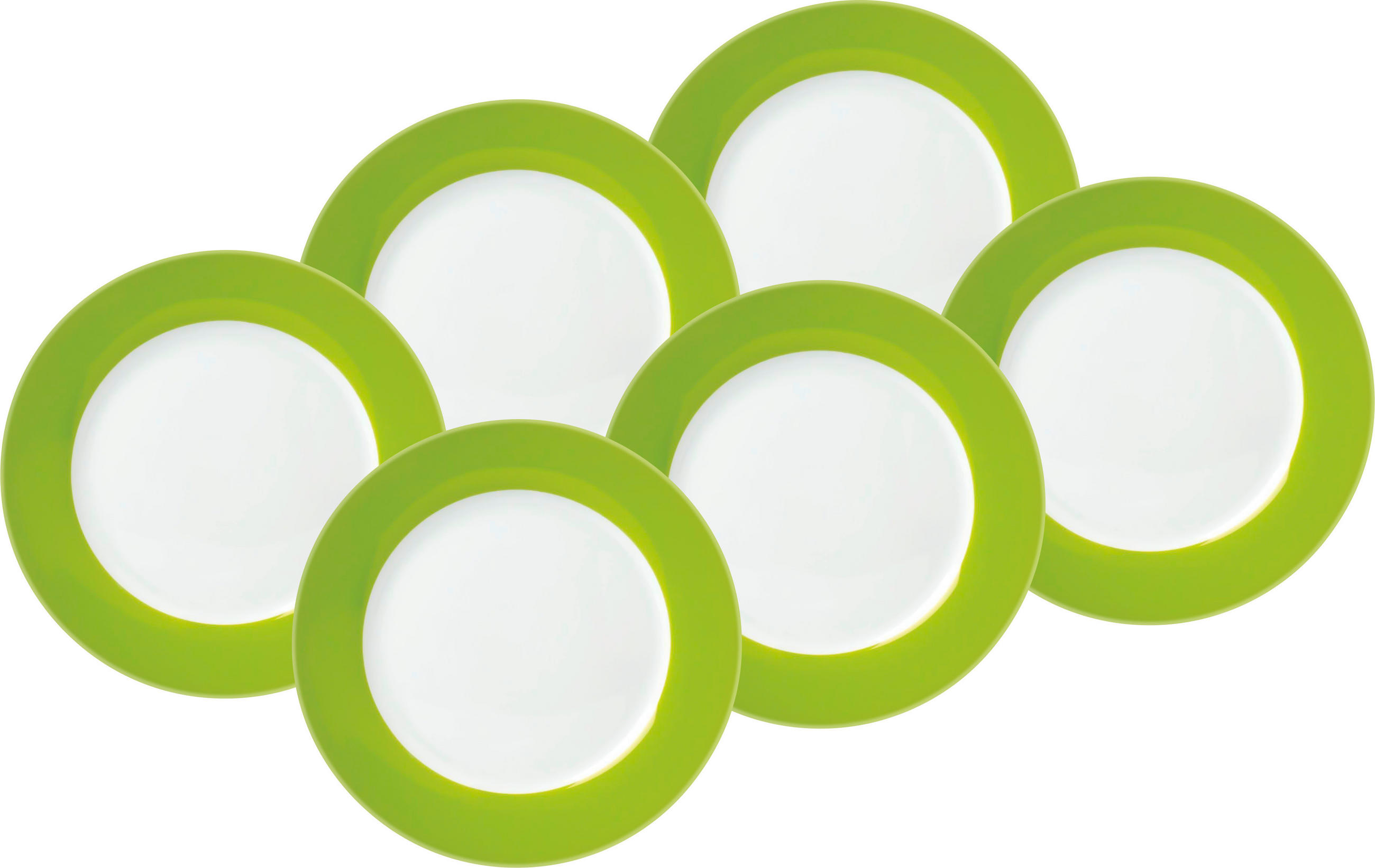 DESSERTTELLERSET VARIO 6-teilig - Weiß/Grün, Basics, Keramik (20cm) - Van Well