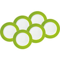 DESSERTTELLERSET VARIO 6-teilig  - Weiß/Grün, Basics, Keramik (20cm) - Van Well