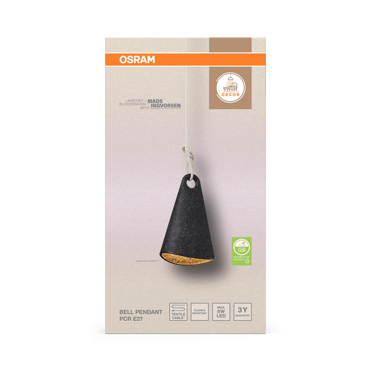 HÄNGELEUCHTE 15,2/10,6/122 cm  - Schwarz, Basics, Kunststoff/Metall (15,2/10,6/122cm) - Osram