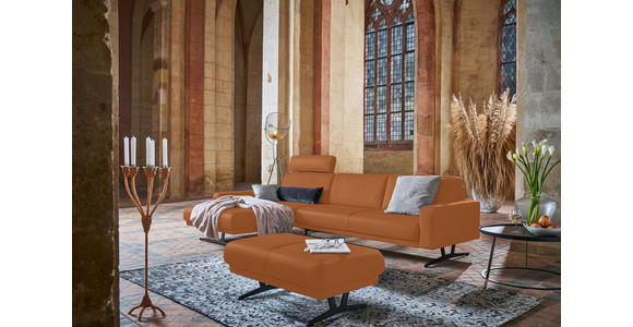 ECKSOFA in Echtleder Cognac  - Cognac/Anthrazit, KONVENTIONELL, Leder/Metall (182/324cm) - Ambiente