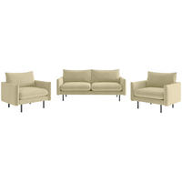 SITZGARNITUR Samt Beige  - Beige/Schwarz, Design, Textil/Metall (215/85/92cm) - Livetastic