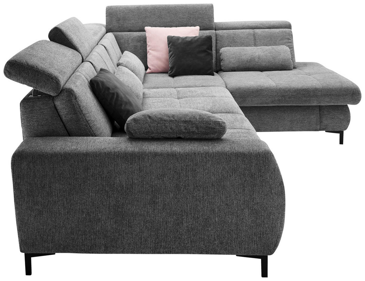 ECKSOFA Anthrazit Webstoff  - Anthrazit/Schwarz, KONVENTIONELL, Textil/Metall (314/220cm) - SetOne by Musterring