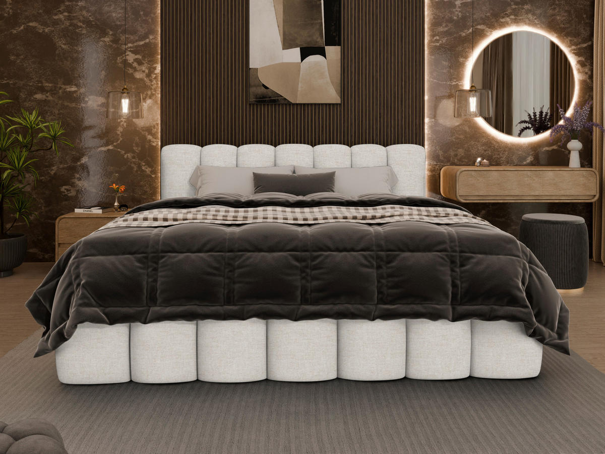 POLSTERBETT Lattenrost, Bettkasten Beige 160/200 cm  - Birkefarben/Beige, Trend, Holz/Kunststoff (160/200cm) - Esposa