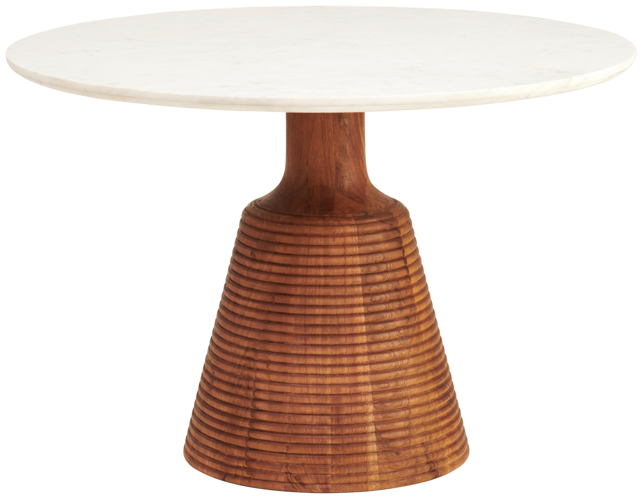 ESSTISCH Echtholz  Holz, Stein gastro- und objekttauglich rund Weiß, Akaziefarben  - Weiß/Akaziefarben, MODERN, Holz/Stein (115/76/115cm) - MID.YOU