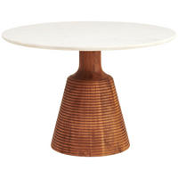 ESSTISCH Echtholz  Holz, Stein gastro- und objekttauglich rund Weiß, Akaziefarben  - Weiß/Akaziefarben, MODERN, Holz/Stein (115/76/115cm) - MID.YOU