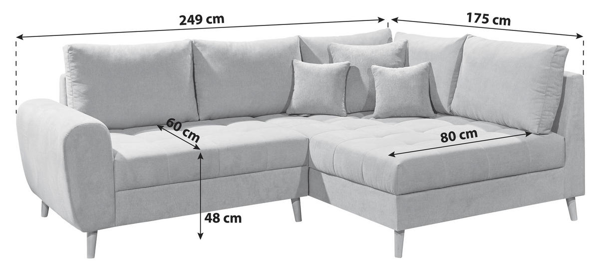 HÖRNSOFFA i mikrovelour ljusgrå  - furufärgad/ljusgrå, Klassisk, trämaterial/trä (175/249cm) - MID.YOU