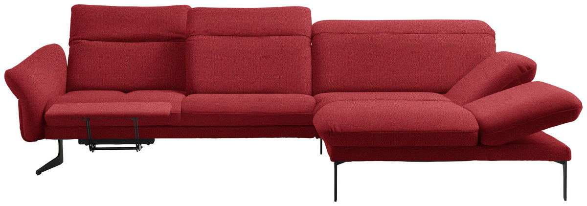 ECKSOFA in Webstoff Rot  - Anthrazit/Rot, Design, Textil/Metall (299/203cm) - Himolla