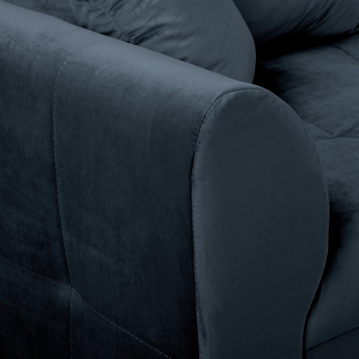 ECKSOFA inkl. Hocker Ariella in Samt Dunkelblau  231/161 cm  - Naturfarben/Dunkelblau, Design, Holz/Textil (231/161cm) - Livetastic